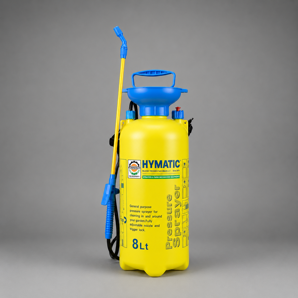 HYMATIC 8 Litre Hand Compression Garden Sprayer (Pack of 6) | Plastic Tank Garden Sanitizer Sprayer