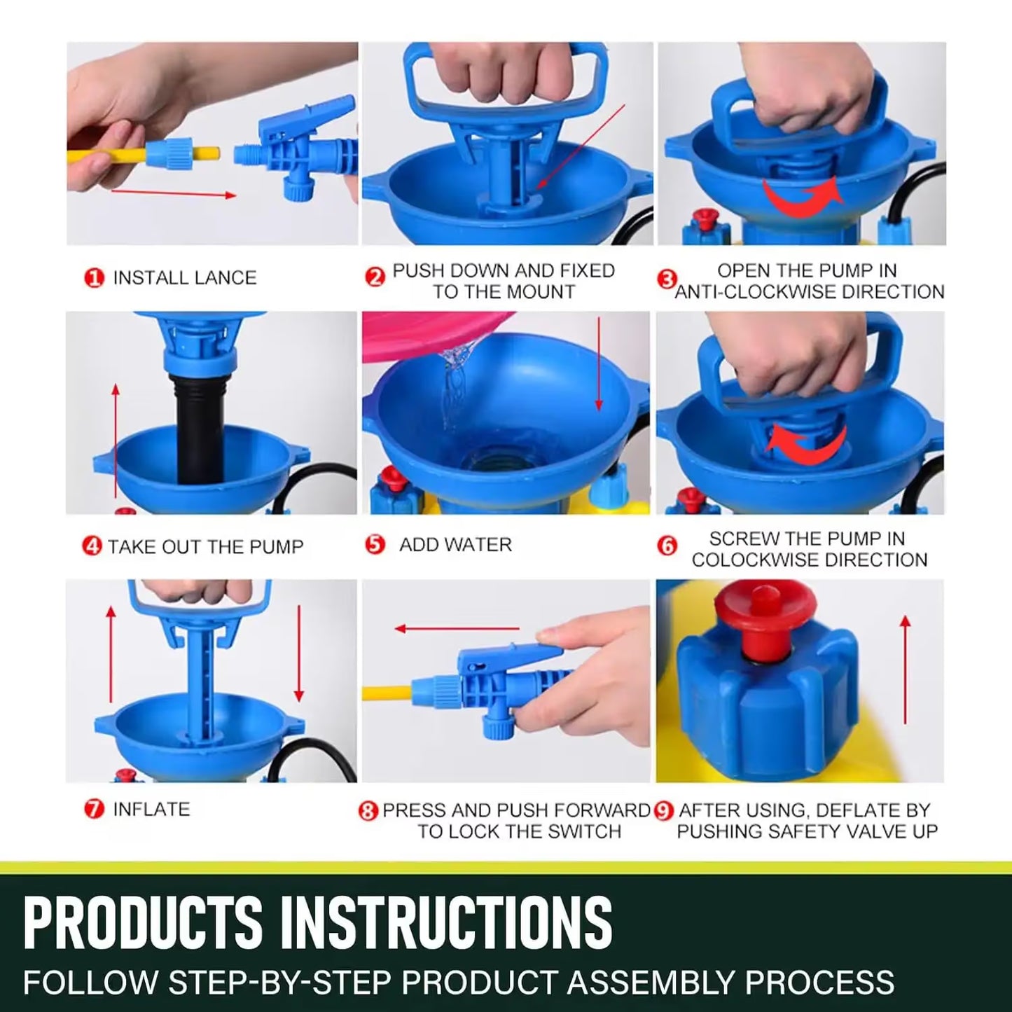HYMATIC 8 Litre Hand Compression Garden Sprayer (Pack of 6) | Plastic Tank Garden Sanitizer Sprayer