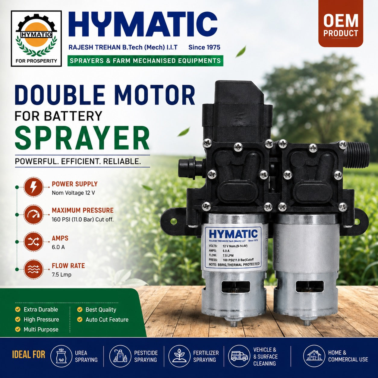 HYMATIC Double Motor Pump For Battery Sprayer